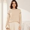 Autumn/Winter 100% Cashmere Versatile Clip-Edge Round Neck Sweater
