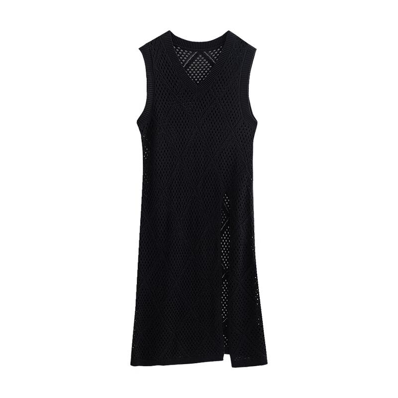 Women's Linen-Blend Knit Maxi Dress with Slit & Cutout