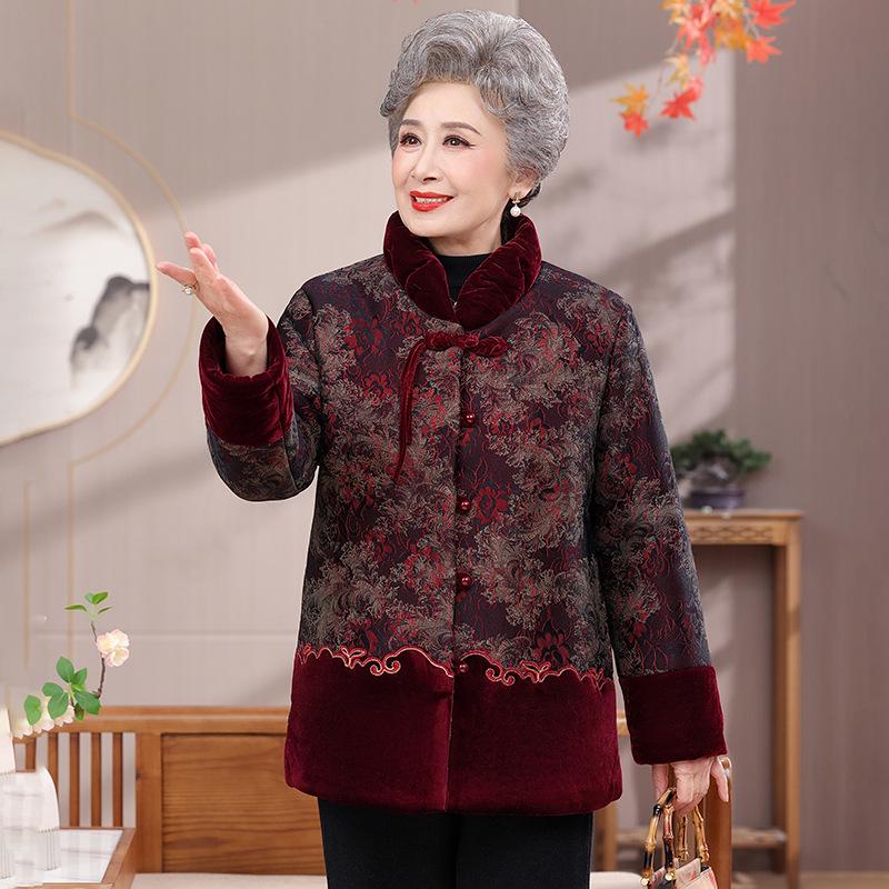 2025 Women's Winter Short Cotton Jacket - Plus Velvet, Thickened for Middle-aged & Elderly
