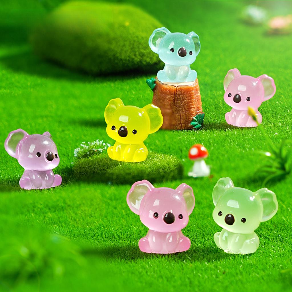 10-10pcs Luminous Koala Animal Figures Fairy Garden Micro Landscape Ornament Glowing in Dark Miniature Flower Potted Decor