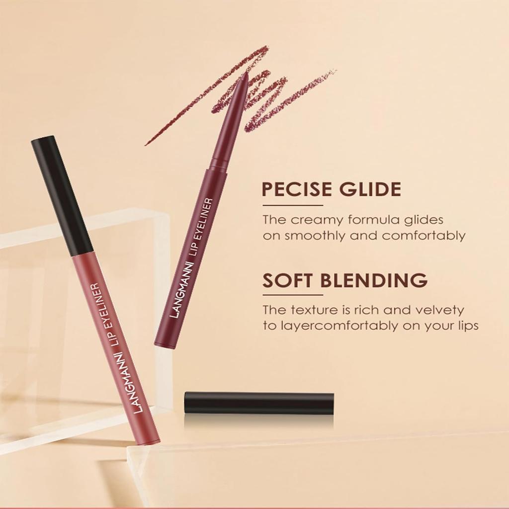 Nude Lipstick and Lip Liner Set - Long-Lasting Waterproof Lip Stain - Highly Pigmented Makeup Kit for Daily and Holiday Gifts - Non-Sticky Formula