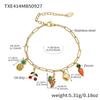 Qiong Yao Juicy Fruit Multi-Pendant Jewelry: 18K Gold Plated Bracelet, Necklace, Anklet