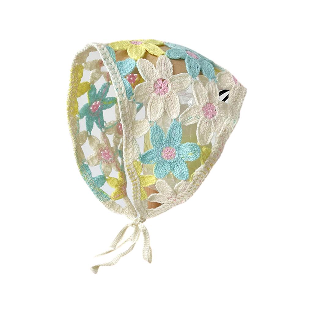 Knitted Stripe Triangle Scarf Lovely Crochet Hair Kerchief Tie Back Stripe Pattern Elegant Turban for Girls Photo Props