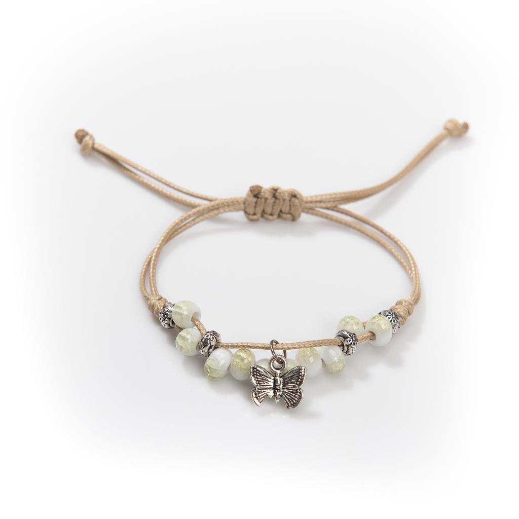 Handmade butterfly Ceramic Cracked Ice Vintage adjustable bracelets Elastic Cord Bohemian Chic Jewelry Unique Gift H920