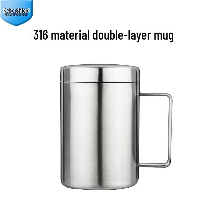 Kebadung 316 Stainless Steel Double-Layer Kids Mug with Lid & Handle