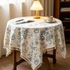 Retro Style Round Tablecloth with A Floral Print Polyester Cotton Blend for Dining Kitchen Tea Parties Garden Buffets and Farmhouse Decor.