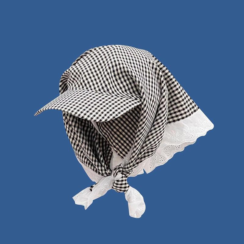 

Summer Baseball Hat With Curved Brim And Geometric Line Design For Women Sunshield Accessories BlackCheckered