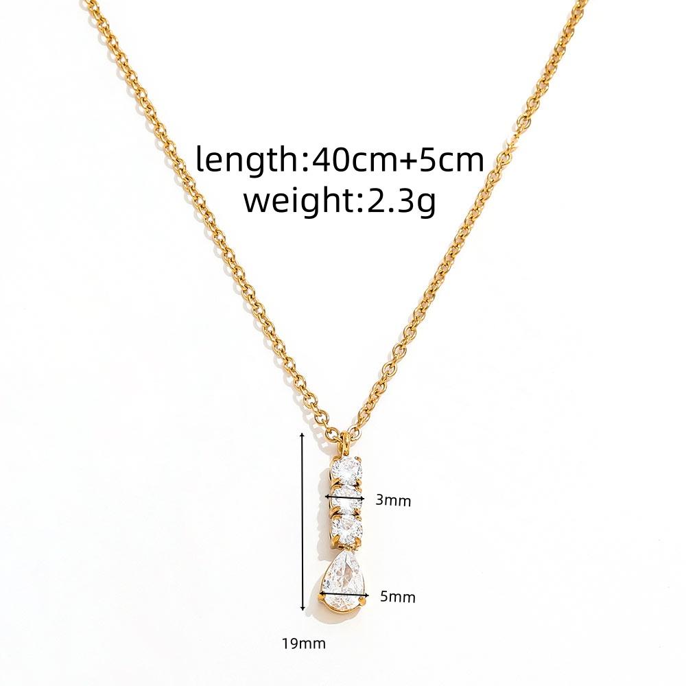 Fenny  18K PVD Plated Waterproof&No Fade Fashion Round Water Drop Zircon Tassel Y Stainless Steel Necklace for Women золотой