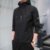 Giacca da uomo casual, comoda e ampia, di grandi dimensioni, con cappuccio, tinta unita, alla moda primavera e autunno