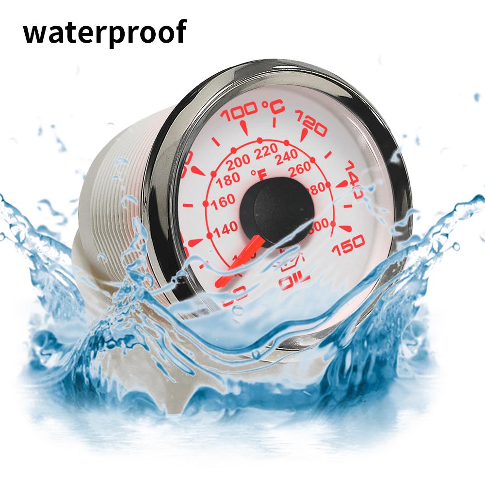 ELING Waterproof 52mm 2 Inch Oil Temperature Gauge 50-150℃ with 8 Colors Backlight 9-32V for Marine Car Boat Yacht