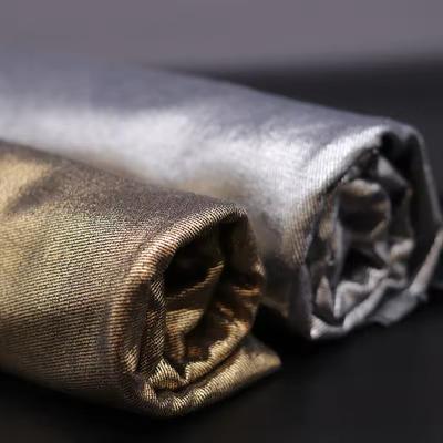 100x150cm Glitter Hot Stamping Water Washed Denim Fabric DIY Clothing Coats Textile Thicken Bronzing Golden Designer Fabric