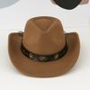 Men's and women's models, western cowboy hat, metal flower accessories pu leather belt, jazz hat, stage performance hat.