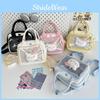 Trendy Japanese Style Sweet Girl Transparent Handbag For Daily Casual Use In Black White Blue Pink Yellow