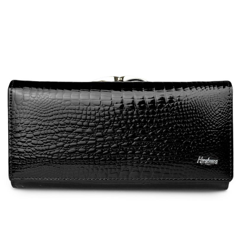 HH Alligator Womens Wallets Luxury Patent Crocodile Genuine Leather Ladies Clutch Purse Hasp Long Coin Multifunctional Purses