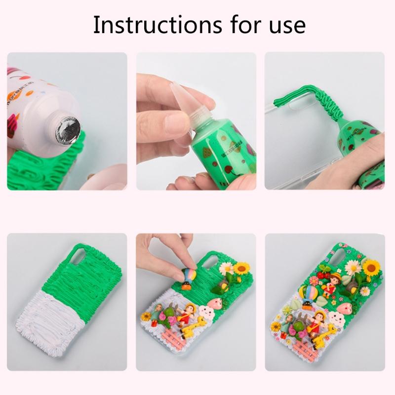 2pcs 50g Simulation Cream Clay Adhesive Gel Multicolor Fake Whipped Cake Cream Glue DIY Phone Case Shell Kit Handmade Home Decor