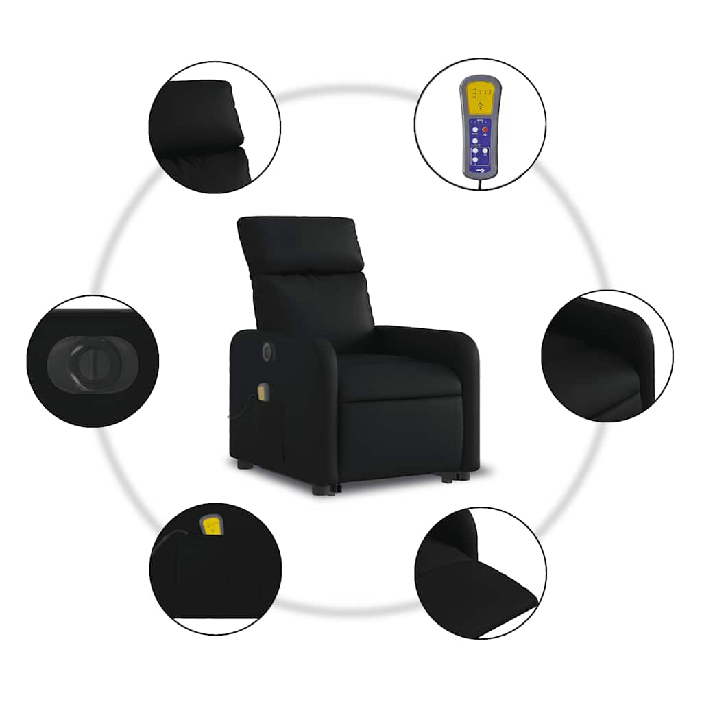 Vidaxl Reclining Lift Chair with Massage, Electric, Black