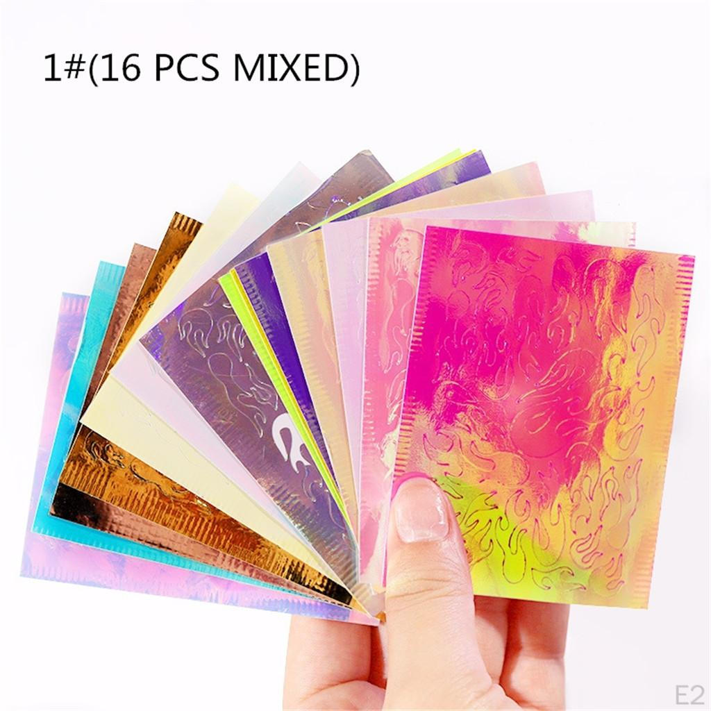 16 Sheets Stickers Leaf Manicure Tips Decal DIY Decoration