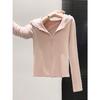 Women's Petite Slim Fit Hooded Half-Zip Long-Sleeve T-Shirt - Ideal Base Layer for Spring, Autumn, Winter