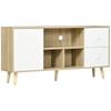 TV Cabinet for TVs Up To 45 Inches Solid Wood Legs Scandinavian Style 3 Open Compartments 1 Cupboard 120 X 30 X 60 Cm