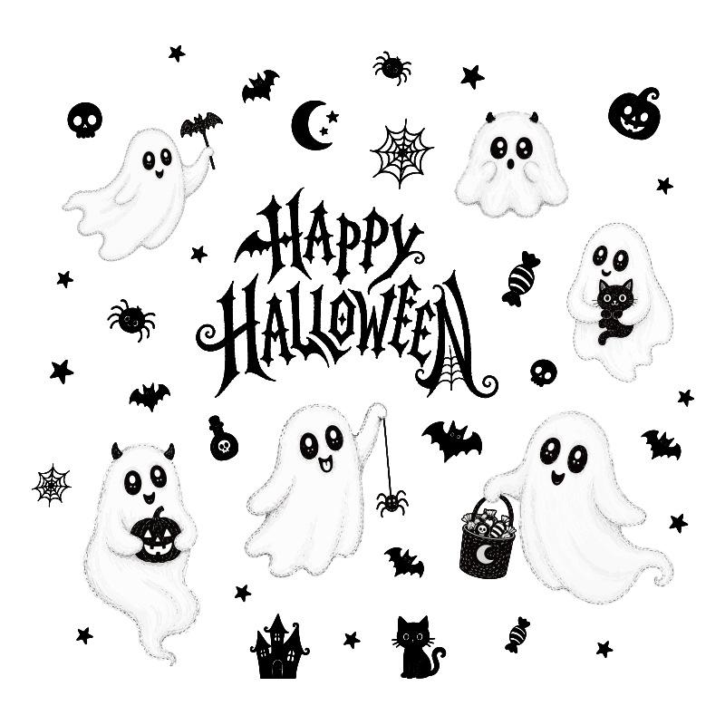 Halloween Cartoon Ghost Static Window Sticker Bat Glass Sticker Adhesive-free Removable Party Decoration PVC Sticker