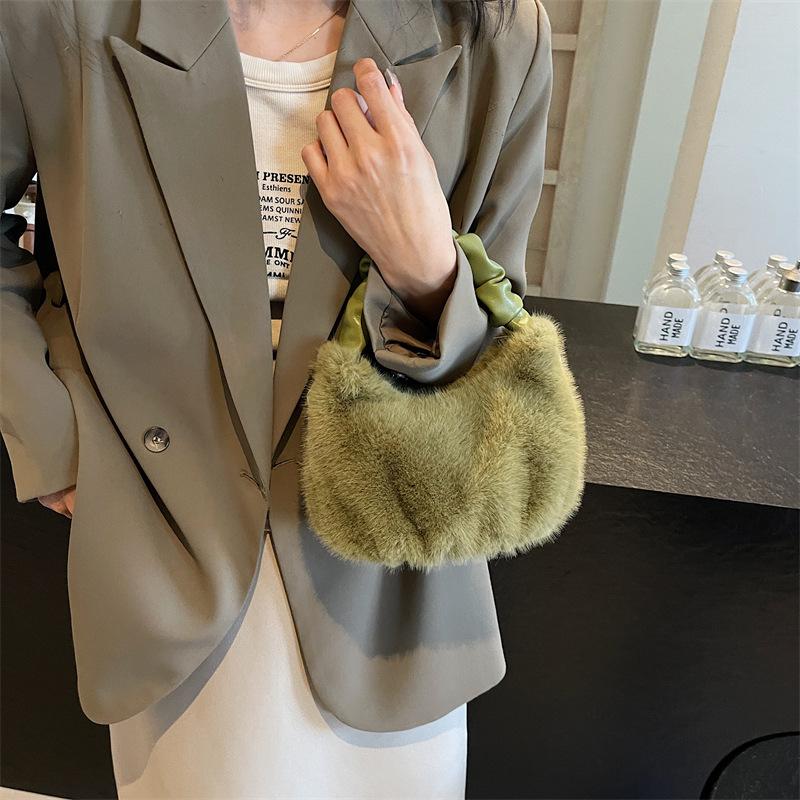 

Плюшевая сумка, женская сумка-мессенджер, высококлассная сумочка, сумка-мессенджер в иностранном стиле зелёный