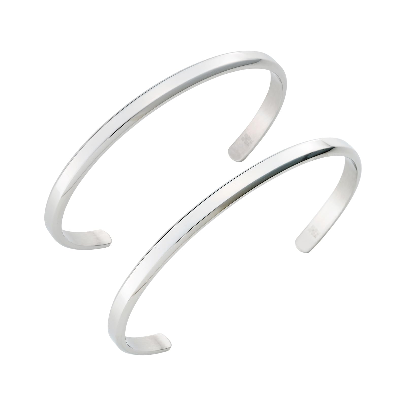 

Pair Bangle Surgical Stainless Steel Simple Set of 2 [White Clover] 4SBG041SV&4SBG042SV