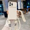 Candy Cute Lanyard Case For iPhone 16 Pro Max 12 11 13 15  14 Pro Shockproof Solid Braid Crossbody Neck Cord Strap Soft Cover