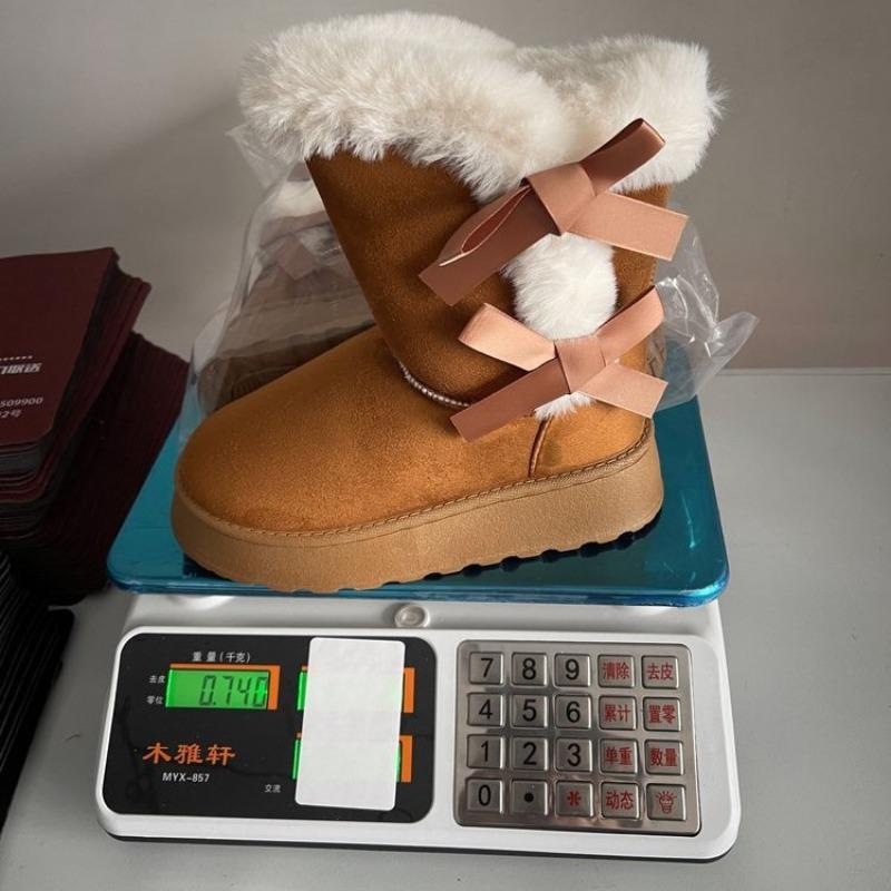 Women's Plus Size Side Bow Thick Platform Ankle Snow Boots Euro-American Fashion Versatile Casual New Autumn Winter