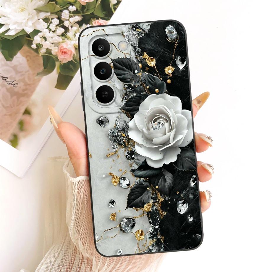 Per Realme C83 C100 Custodia per Telefono Floreale Margherita Estetica Luna Notte Modello Fiocco Funda Copertura Posteriore in Silicone Morbido Opaco Realme P4 Lite