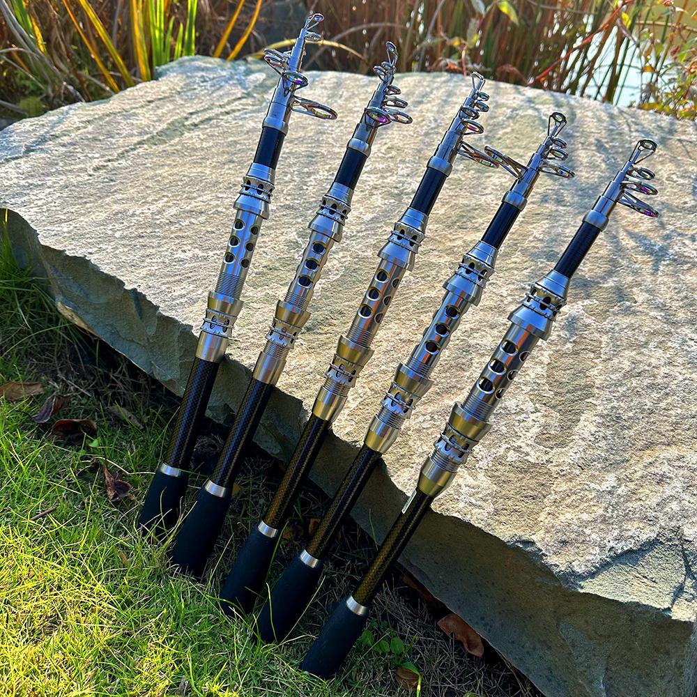 Mini Portable Carbon Fiber Sea Fishing Rod Long Throwing Rod 1.8-3.0m Telescopic Fishing Rod Super Hard Fishing Rod Sea Fishing Tackle Set