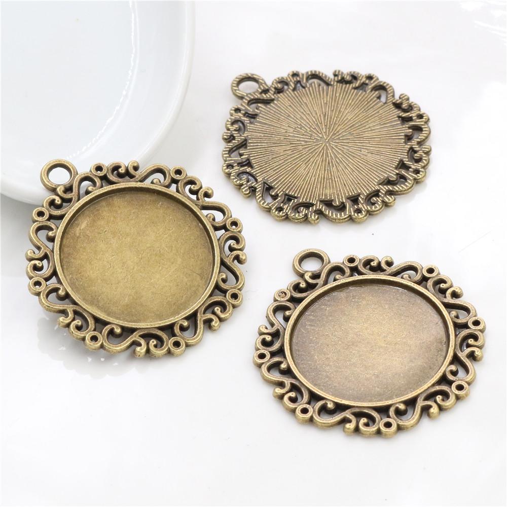 5pcs 25mm Inner Size Pendant Cabochons Blank Base Setting Bezel Tray Alloy DIY Jewelry Making Accessories for Necklace Keychains