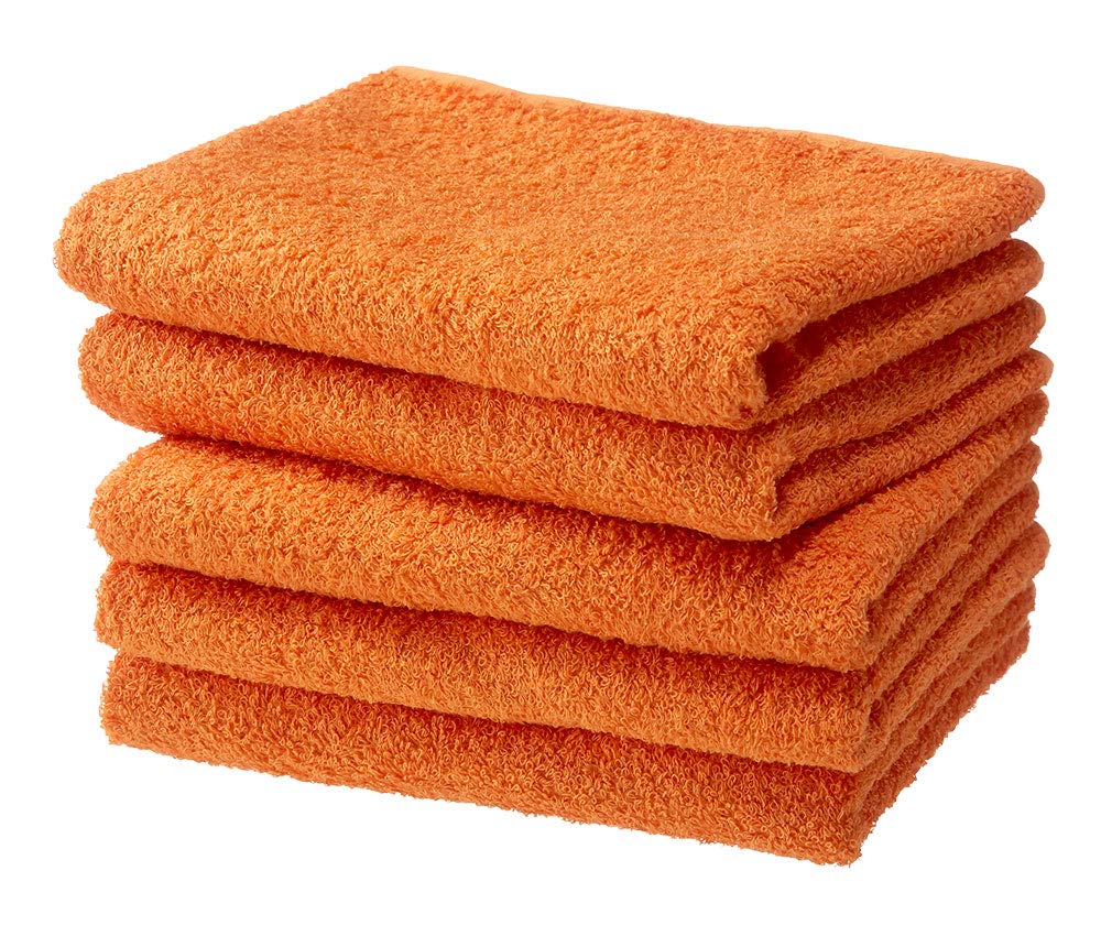 Hotel Long Made in Senshu Long Face Towels 32 x Orange 5-Piece Set, Japan, Towels, (Approx. 100cm),