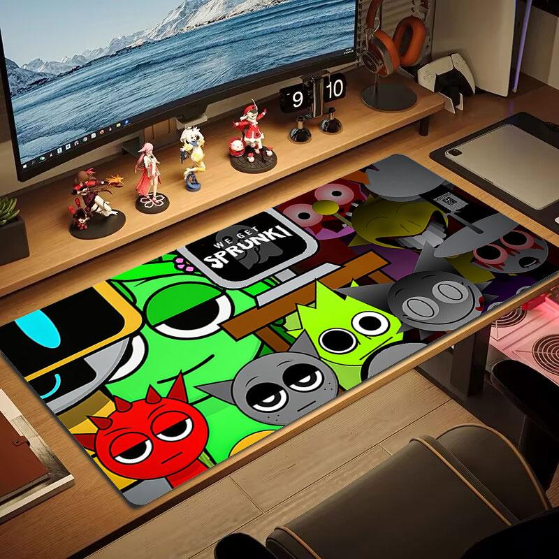 Tappetino per Mouse Sprunki, Tappetino da Scrivania XXL per Gaming, Mousepad Antiscivolo XXL per Laptop e Tablet, Tappetino per Mini PC con Bordi Cuciti