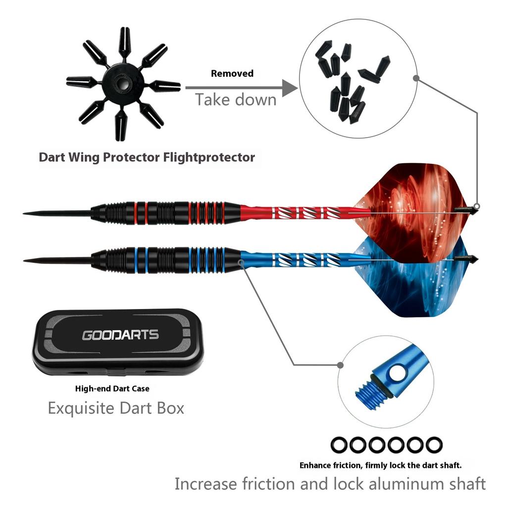 Darts Metal Tip Set 6 Aluminum Shaft Metal Dart Set Professional Darts Steel Tip Sets