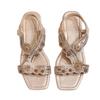 2026 Summer Chic Rhinestone Square Toe Sandals with Elastic Strap and Chunky Heel - Plus Size Women's Footwear
