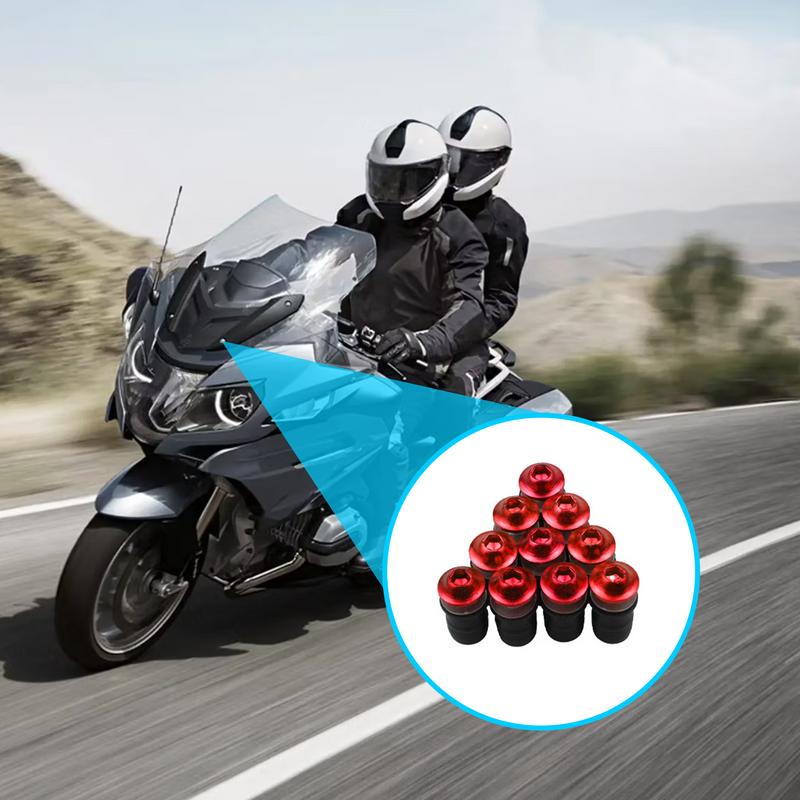 Motorsykkel frontruteskruer festeelementer kåpesett 5 mm frontruteskruer muttere kåpeboltsett skruer festemidler 10 stk.