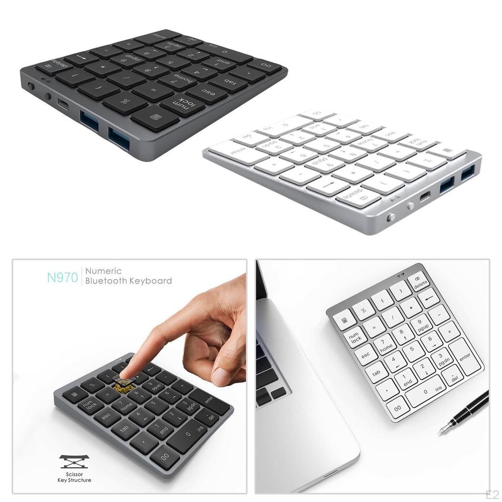 Bluetooth Numeric Keypad External Number Pad with USB3.0 Hub for Desktop
