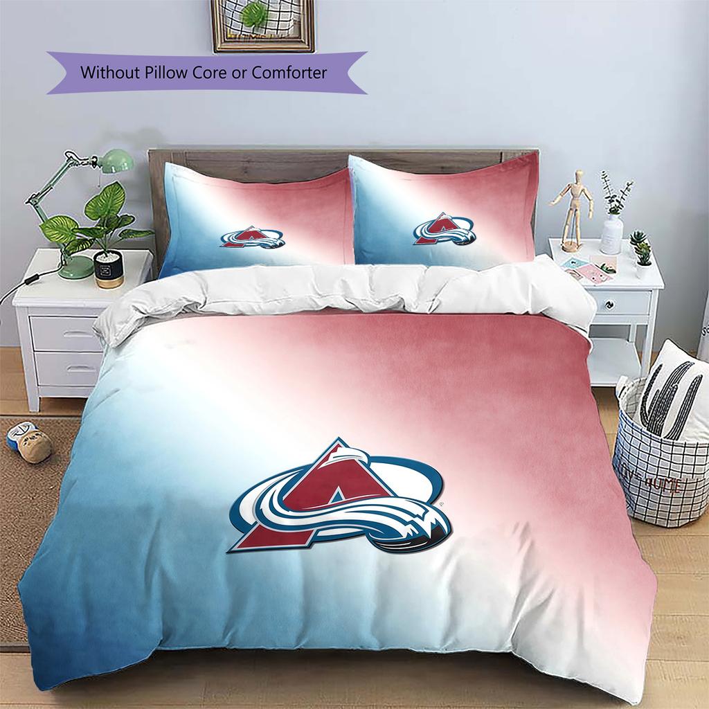 Colorado Avalanche Pattern Bedding Quilt Set Home Decoration Gift (1 * Duvet Cover + 2 * Pillowcase Without Core)