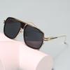 European, American and Japanese trends Men's and women's sunglasses Fashion retro metal large frame Couple toad glasses Round face ink