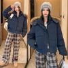 Winter new tooling Parker cotton-padded clothes women's college wind thickened warm loose hooded big fur collar cotton-padded jacket
