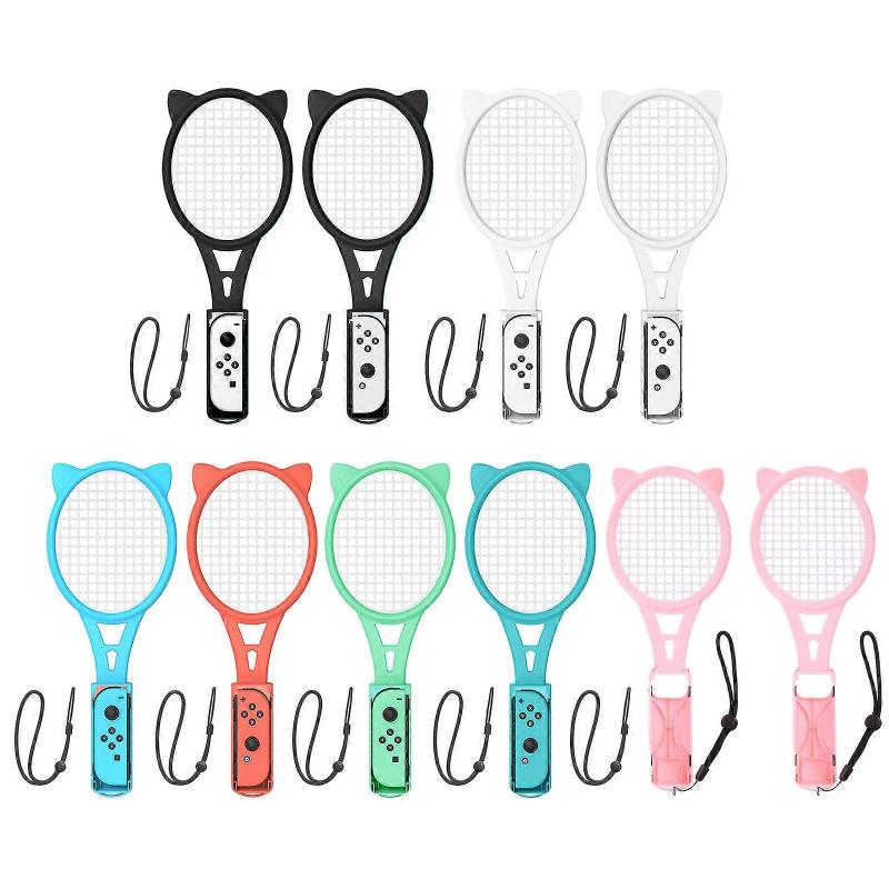 1 Pair Tennis Rackets Controller Grip Handle Kit for Switch OLED for Mario Tennis Aces Sports Game Accessory  White