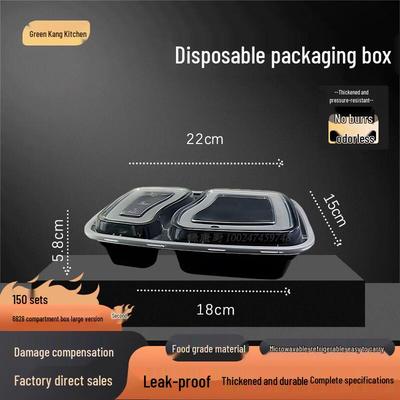 Lvkangchu 2-Compartment Disposable Rectangular Takeaway Containers