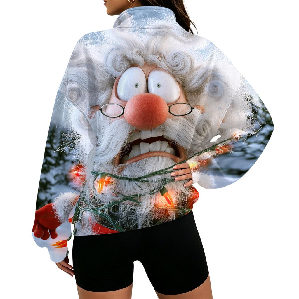 Women's Lightweight Printed Half-Zip Sweatshirt Casual Pullover Top for Everyday Wear