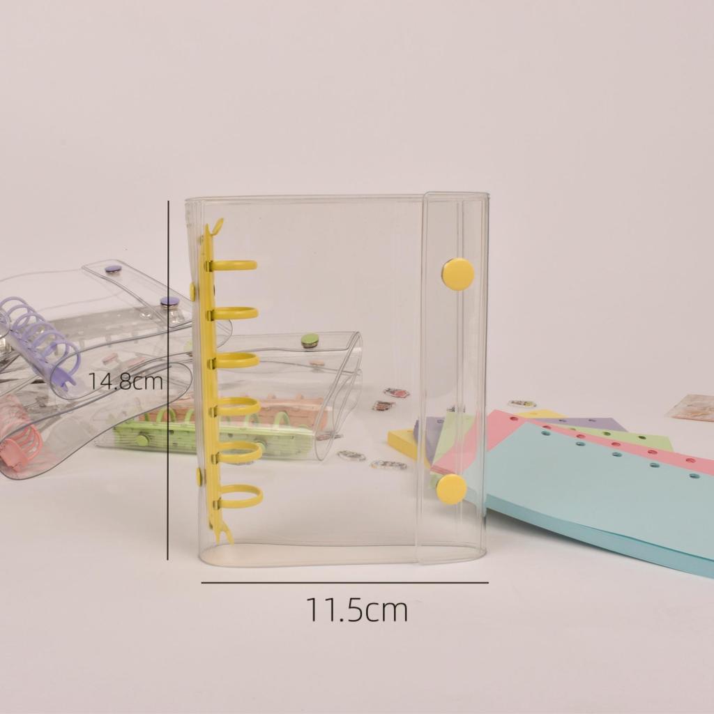 A7 Transparent Double-Ring PVC Ledger with Colored Shell Casing