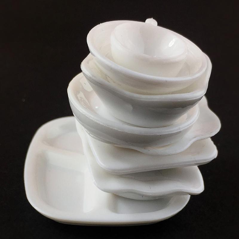 12Pcs/Set Mini White Kitchenware Toys Drink Cups Dish Plate Tableware Mini Simulation Accessories Diy Pretend Play Toys