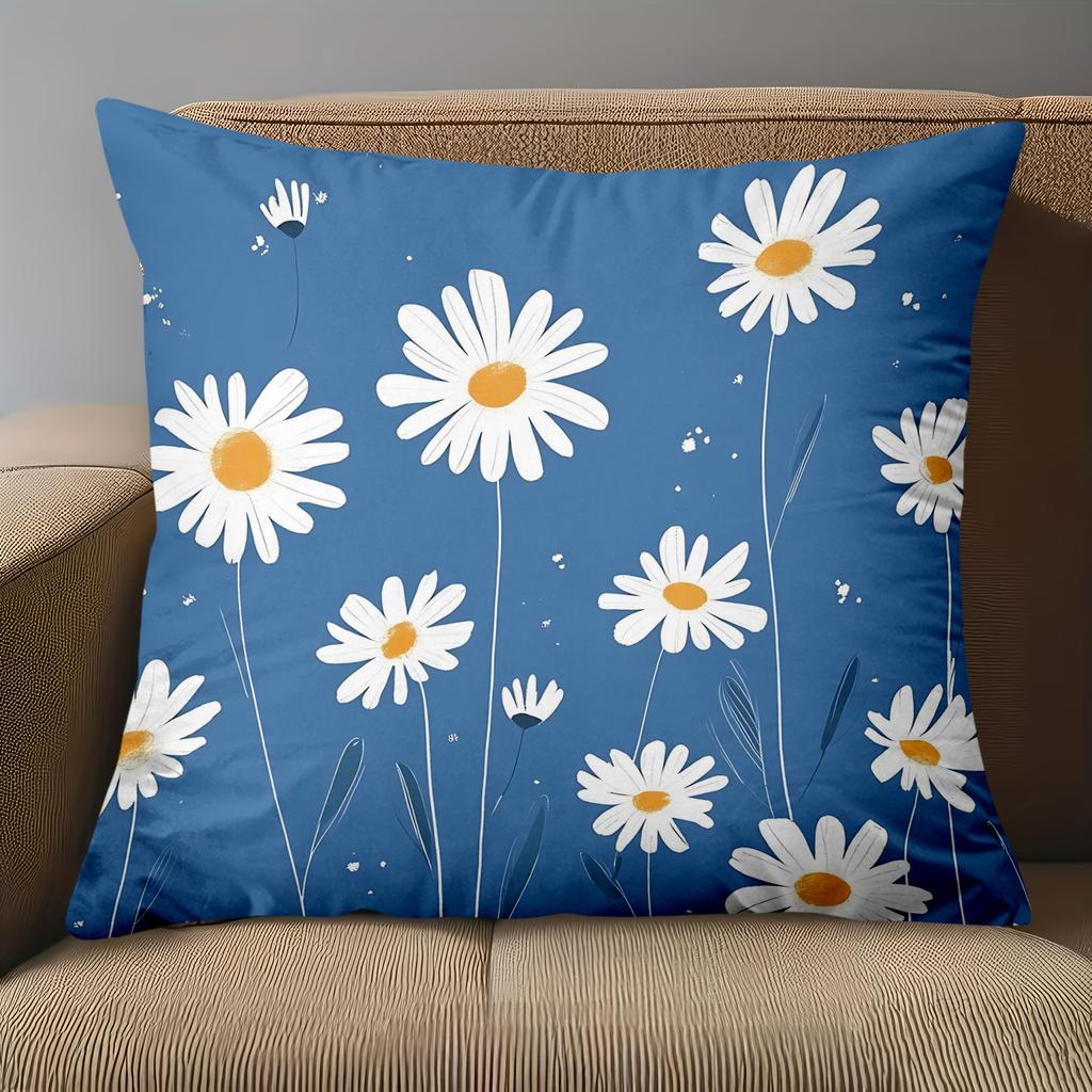 1 Pieces Bohemian Daisy Print Square Throw Pillow Cases Pattern Cushion Cover Suitable For Sofa Bedroom Car Pillow Cover