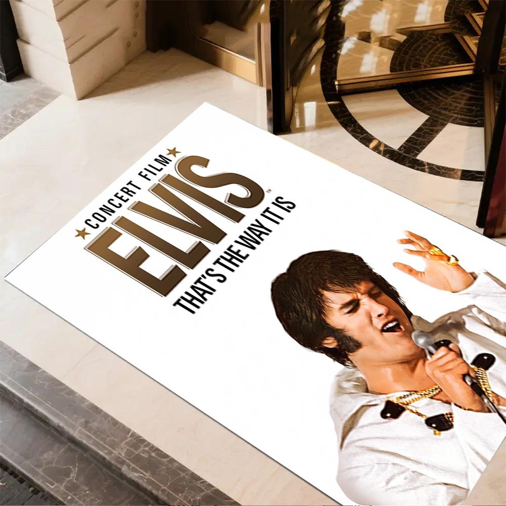 Golden Elvis Anniversary Floor Mat Design for Dining Room Study room Entryway Balcony Antislip Carpet Anime Office Decor Wedding Party Gift