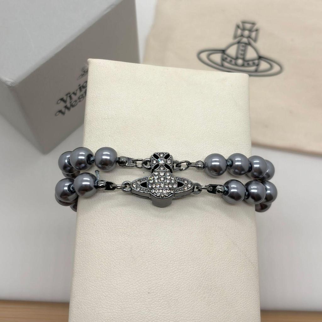 Vivienne High-End Three-Layer Pearl & Diamond Saturn Necklace for Women
