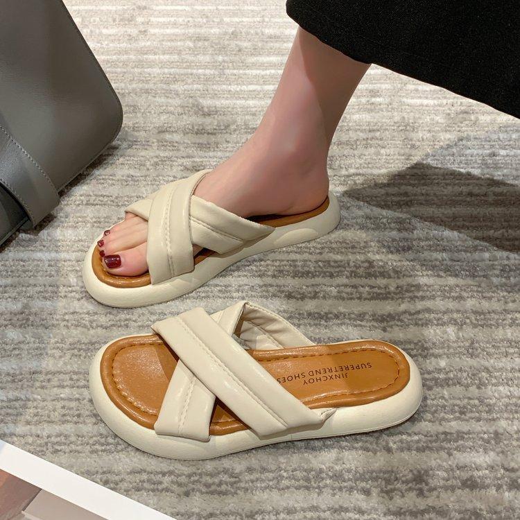 

Феєричні вітер круті капці, верхній одяг, жіноче взуття, осінь 2024, нові модні французькі сандалі на товстій підошві з відкритим носком та спідницею 40 слонова кістка