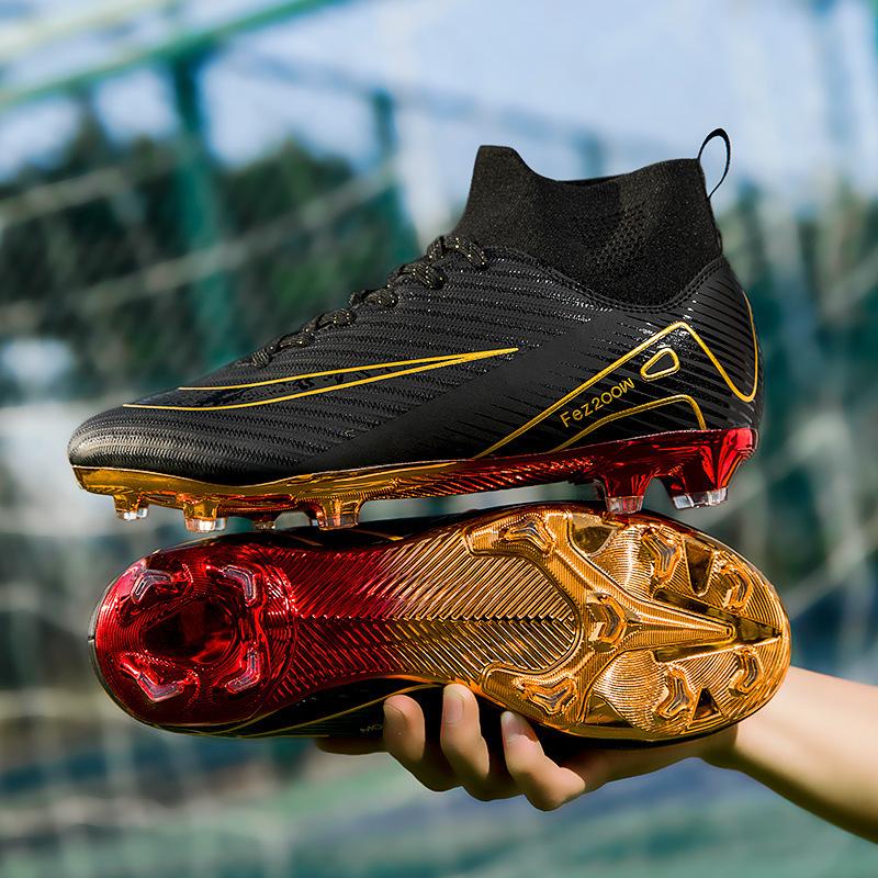 High-top Football Shoes Tf Broken Nails Artificial Flat AG Nails Leather Feet Boys and Girls Children and Adolescents Students Training Shoes